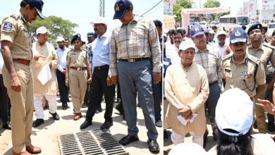 Hyderabad Flood Alert: DGP C.V. Anand, HYDRAA Chief A.V. Ranganath Inspects Uppal Waterlogging Point, Order Immediate Action