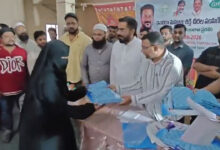 AIMIM Nampally MLA Majid Hussain Distributes Indira Mahila Shakti Sarees to Women