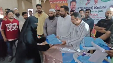 AIMIM Nampally MLA Majid Hussain Distributes Indira Mahila Shakti Sarees to Women