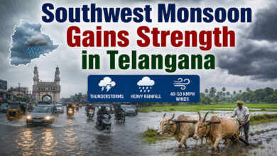Southwest Monsoon Gains Strength in Telangana, Heavy Rain Alert Issued for Several Districts