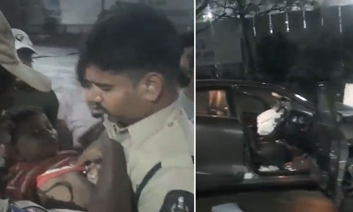 Rajendranagar DCP Save One-Year-Old Infant with CPR After Major Accident on Shamshabad-Aramghar Route