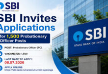 SBI Invites Applications for 1,500 Probationary Officer Posts; Online Registration Open till July 8