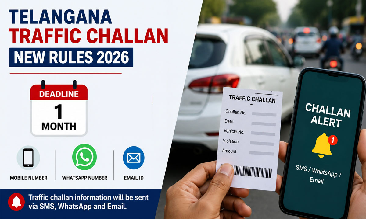 Telangana Traffic Challan Rules 2026: Vehicle Owners Given One Month to Update Mobile, WhatsApp and Email Details