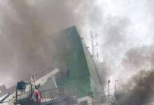 Container ship hit, catches fire off Oman: UKMTO