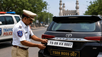 Hyderabad Traffic Police Launch Crackdown on Fake and Designer Number Plates, Warn of Criminal Cases
