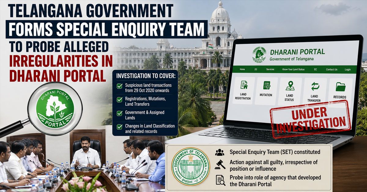 Telangana Government Forms Special Enquiry Team to Probe Alleged Irregularities in Dharani Portal