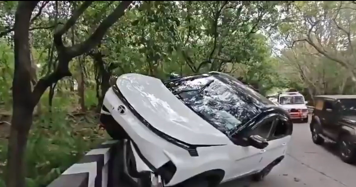 Car Crashes into Safety Wall on Tirumala Ghat Road; All Passengers Safe