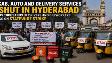 Cab, Auto and Delivery Services Shut in Hyderabad as Thousands of Drivers and Gig Workers Go on Statewide Strike