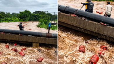 Maharashtra monsoon fury: Around 3,000 LPG cylinders swept into river in Raigad after HPCL plant wall collapses