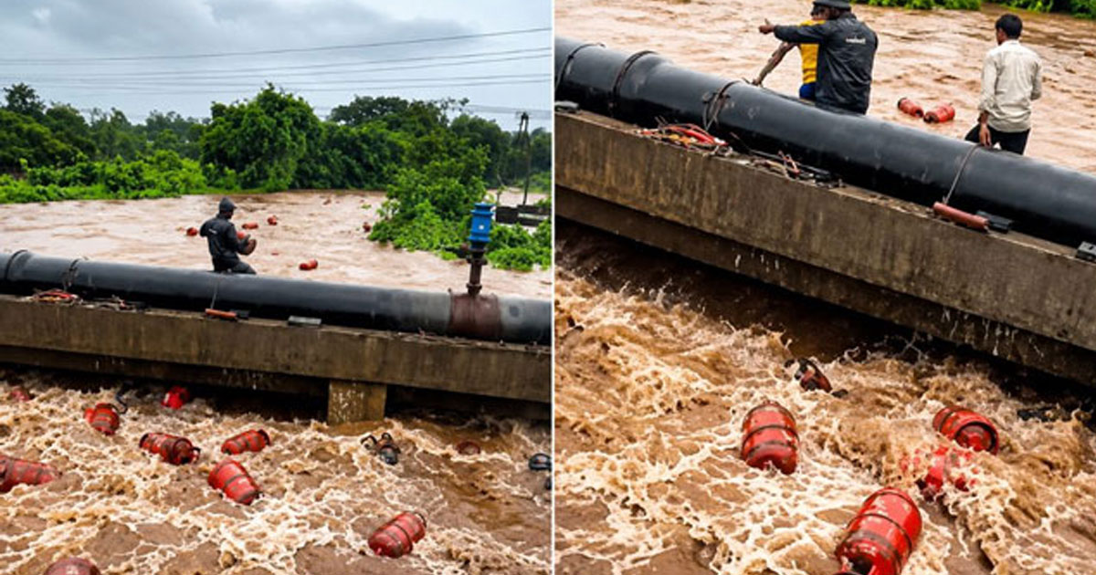 Maharashtra monsoon fury: Around 3,000 LPG cylinders swept into river in Raigad after HPCL plant wall collapses