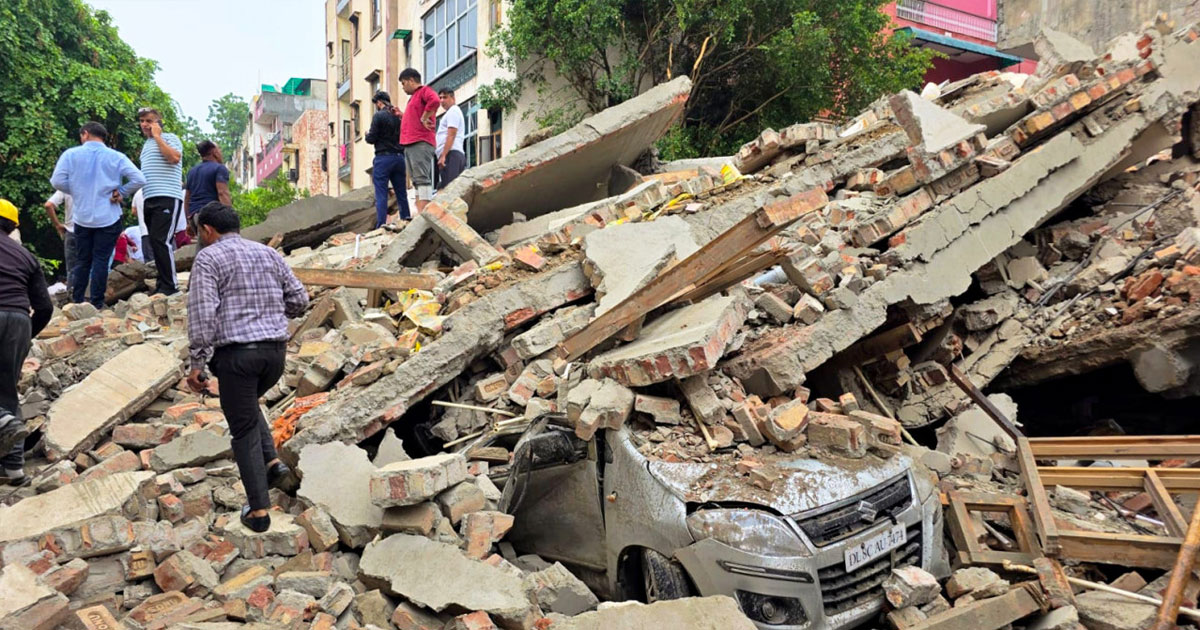 Three dead, one injured after building collapses in Delhi's Rohini amid heavy rain
