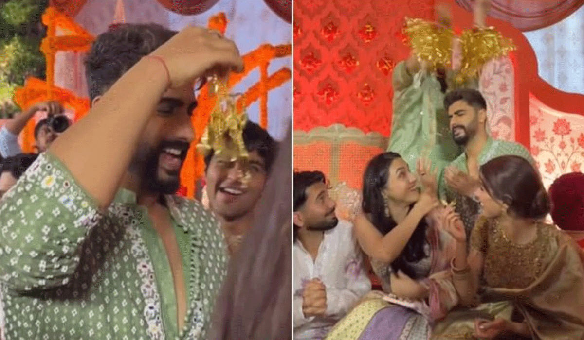 Arjun Kapoor elated as Anshula Kapoor's wedding ‘kaleeras’ fall on him, Khushi Kapoor seen overjoyed