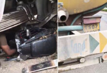 Speeding Tanker Crashes into Tree at Janwada X Road, Bike Rider Seriously Injured; Locals Demand Action