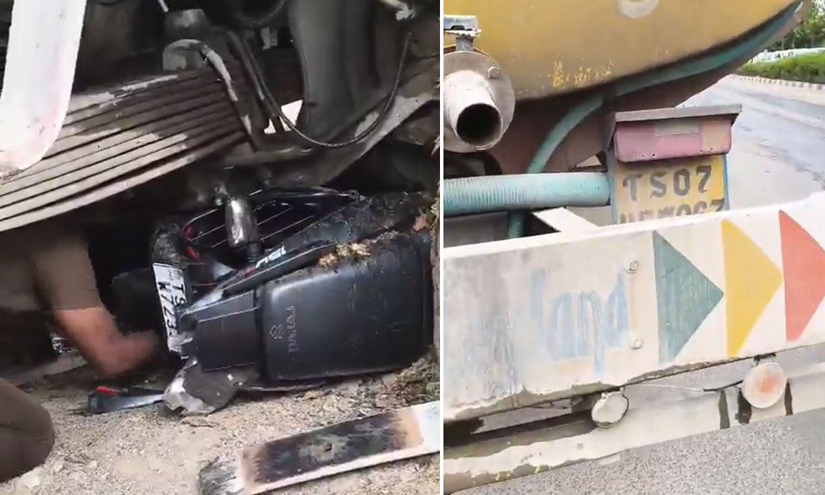 Speeding Tanker Crashes into Tree at Janwada X Road, Bike Rider Seriously Injured; Locals Demand Action