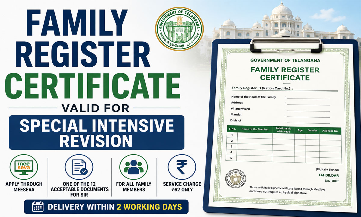 Telangana Launches Family Register Certificate: Valid for Special Intensive Revision, Here's How to Apply and Who Is Eligible