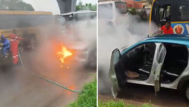 Major Mishap Averted Near PVNR Expressway as Rajendranagar Traffic Police Douse Car Engine Fire