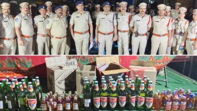 Hyderabad Police Conduct Mega Cordon and Search in Sanathnagar; Illegal Liquor Seized, 5 Ganja Users Held