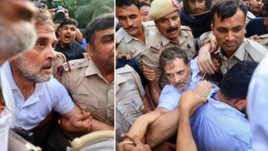 Rahul Gandhi, Priyanka Gandhi Vadra and Akhilesh Yadav Detained During Protest Near PM Modi’s Residence Over NEET Issue