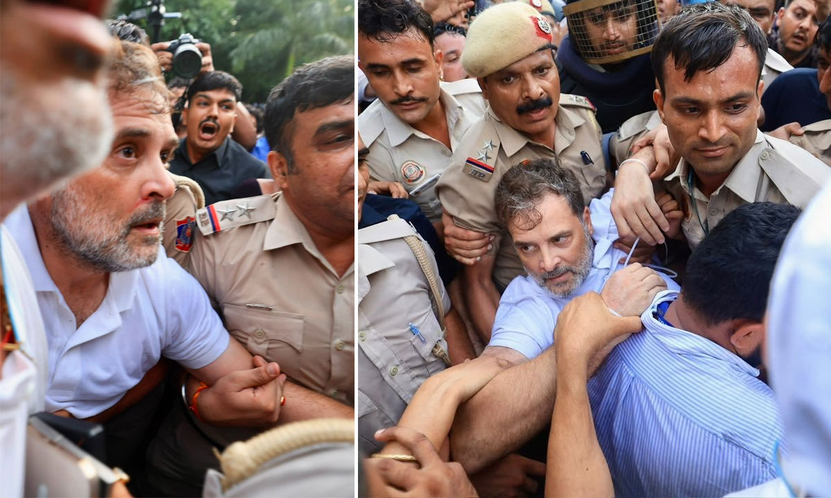 Rahul Gandhi, Priyanka Gandhi Vadra and Akhilesh Yadav Detained During Protest Near PM Modi’s Residence Over NEET Issue