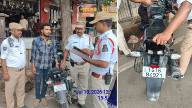 Hyderabad Traffic Police Detect Fake Number Plate on Bajaj Pulsar at Afzalgunj, Rider Handed Over for Criminal Investigation