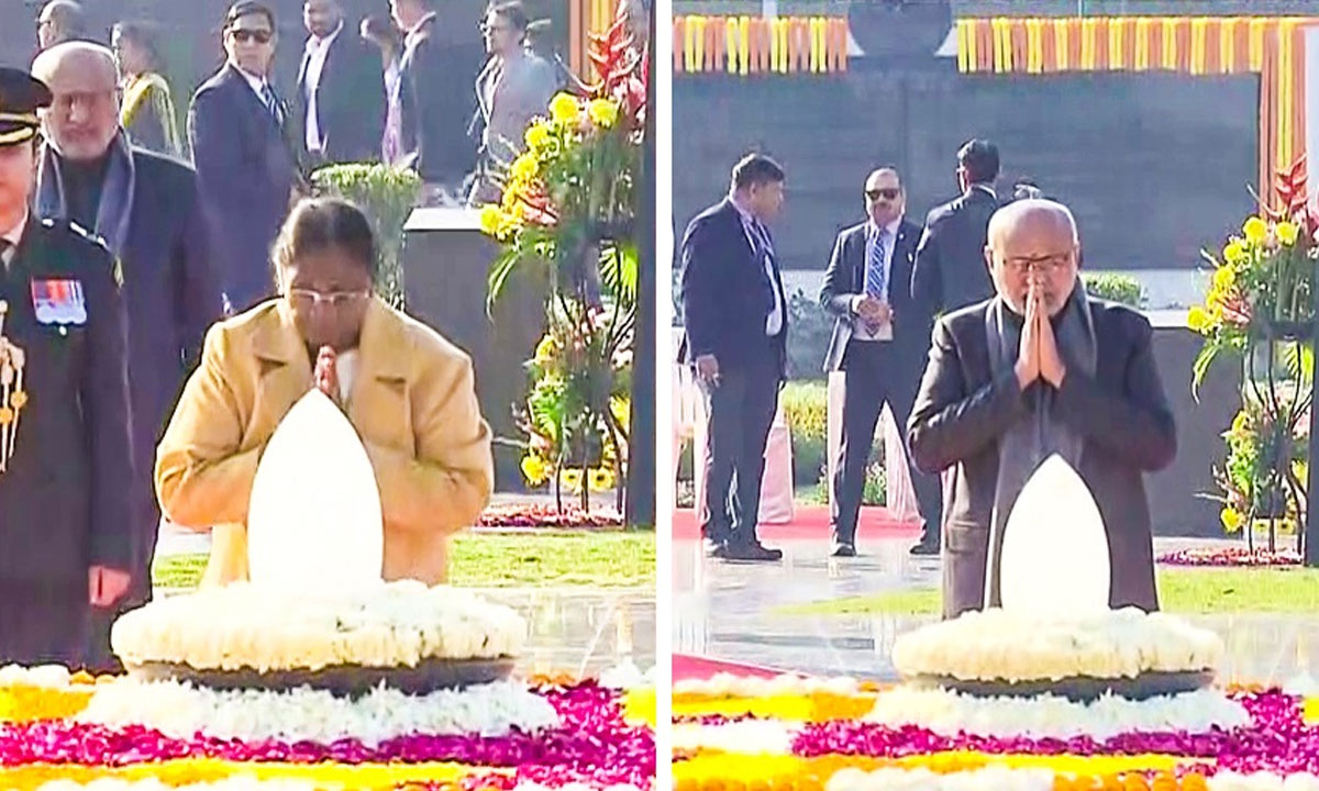 Prez Murmu, VP Radhakrishnan pay floral tributes to Atal Bihari Vajpayee at Sadaiv Atal