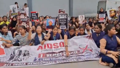 Polytechnic Students Stage Road Protest Near Secunderabad Music Crossroads