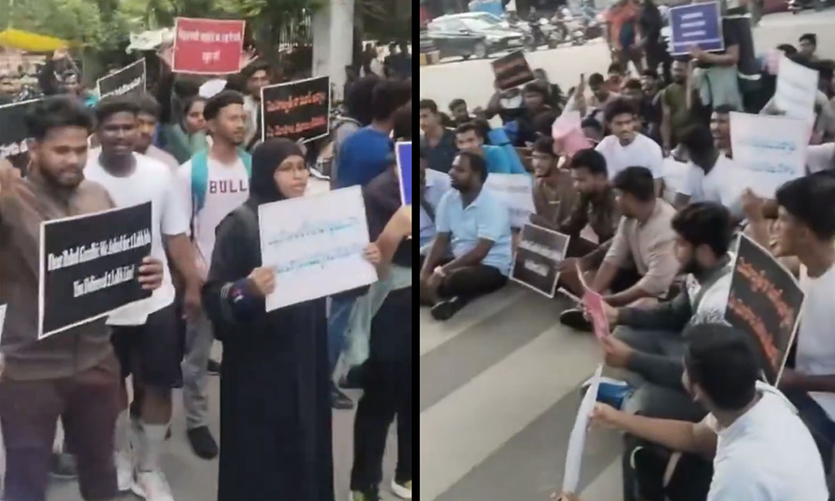 Unemployed Youth Stage Protest at Indira Park in Hyderabad