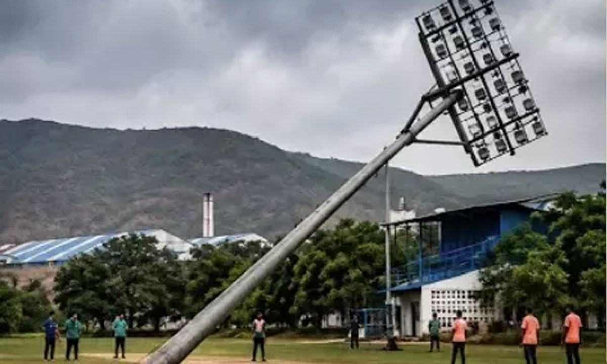 50-Foot High-Mast Light Collapses at Visakhapatnam Railway Stadium