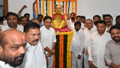 KTR, BRS Leaders Pay Tribute to Professor Jayashankar on His Birth Anniversary