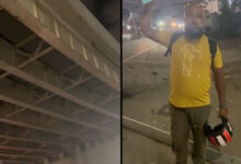 Pipeline Falls on Shaikpet Flyover, Two-Wheeler Rider Narrowly Escapes Accident
