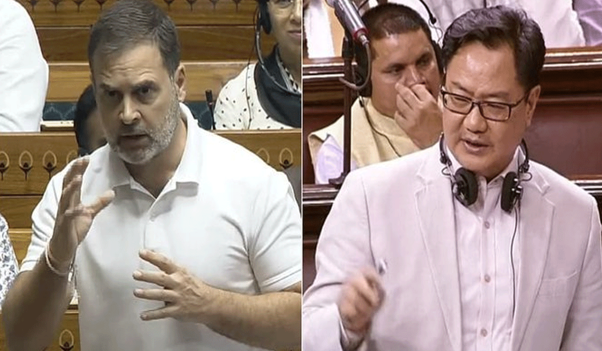 Implement 2023 law without any conditions: LoP Rahul counters Rijiju's women's quota Bill remarks