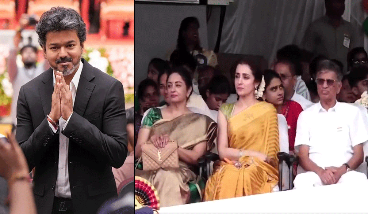 Trisha alongside CM Vijay's parents... a special attraction at the Independence Day celebrations.