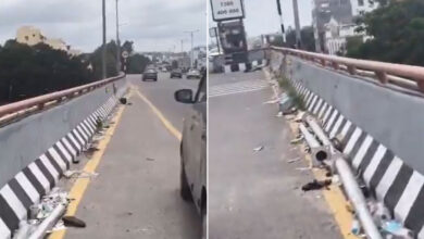 Garbage Piles Up on PVNR Expressway for 10 Days, Flying Debris and Empty Liquor Bottles Litter the Road (Video)