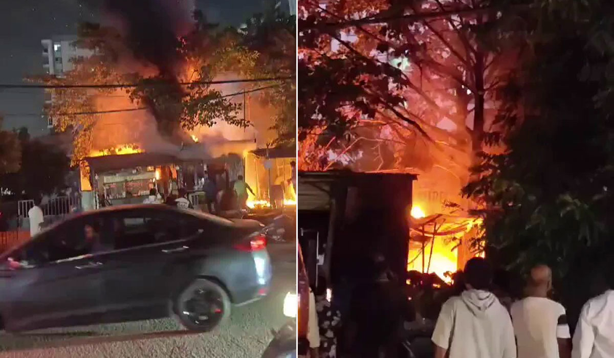 Major Fire Breaks Out After Suspected Cylinder Blast at Manikonda Shop