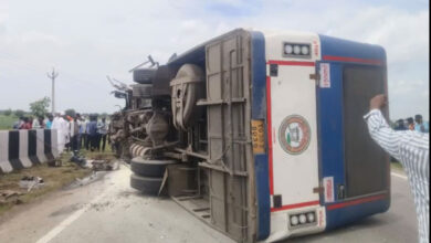 RTC Bus Overturns in Kamareddy District, Driver Killed and Several Injured