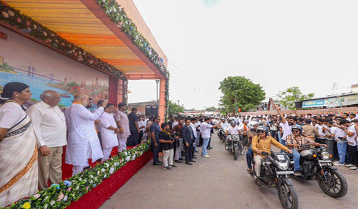HM Shah flags off ‘Vadnagar to Varanasi’ bike yatra on PM Modi’s 76th birthday